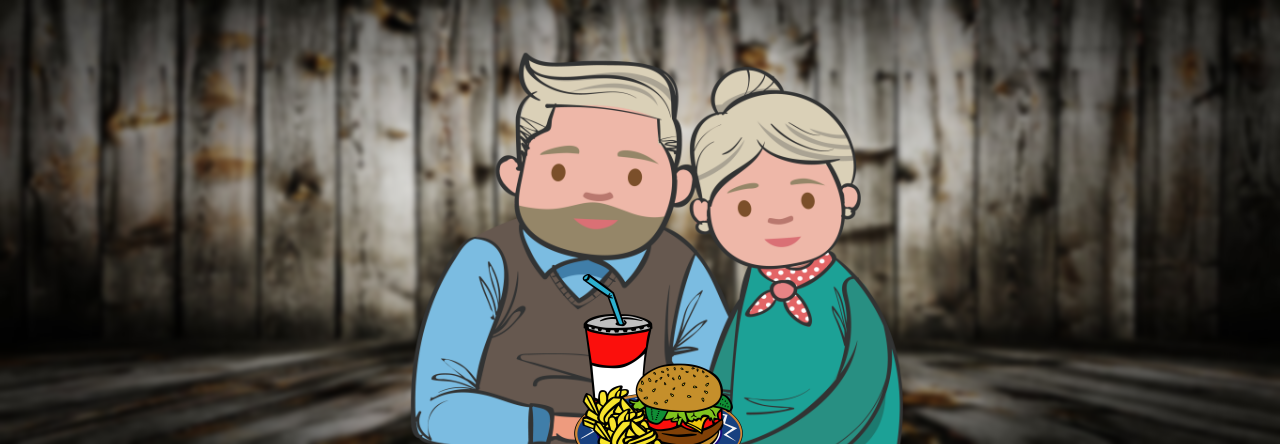 Old Couple Sharing Everything